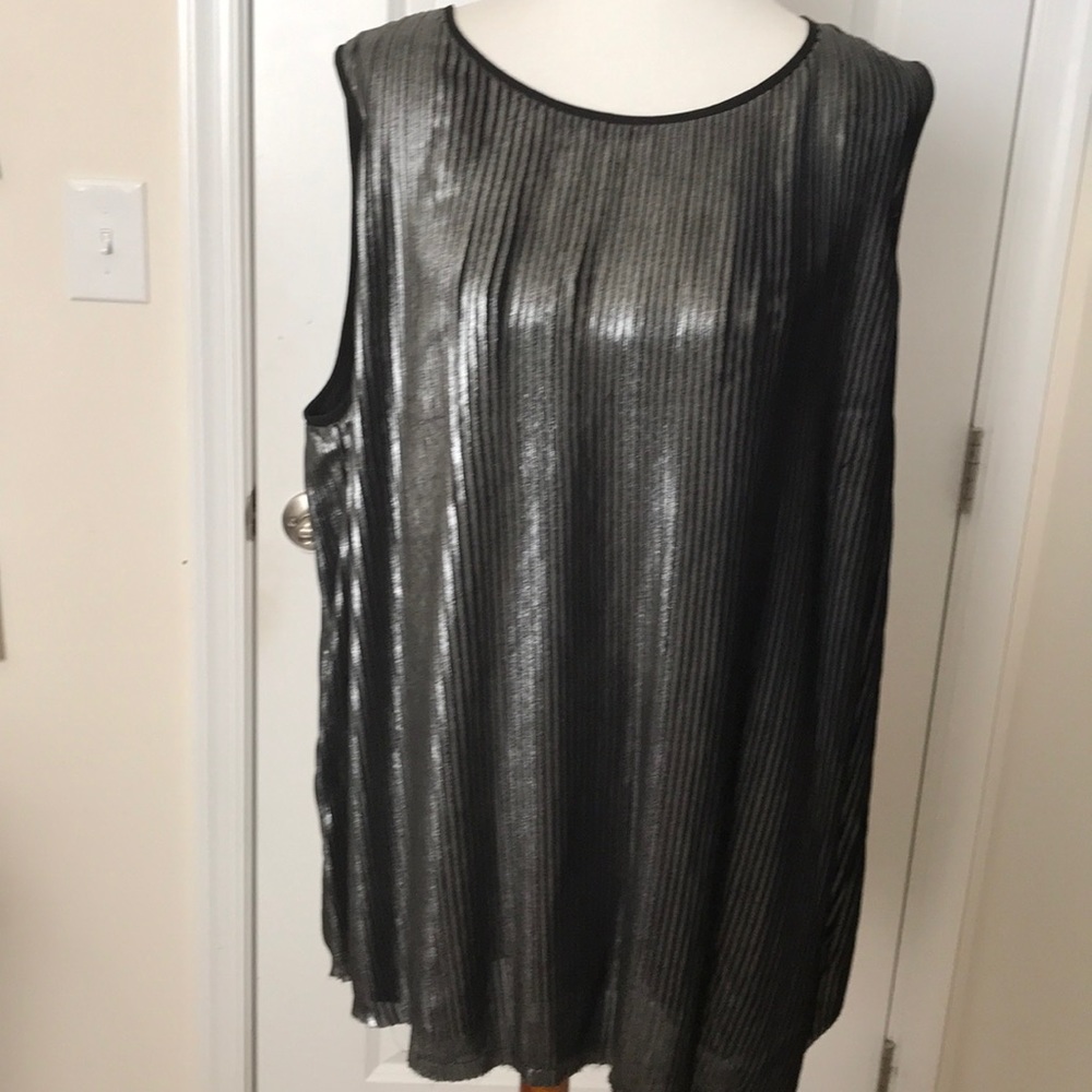 NWT Silver with Black Pleats Tunic, Size 3X